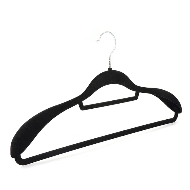 Non-Slip Extra Wide Black Velvet Coat Hanger with Pant Bar
