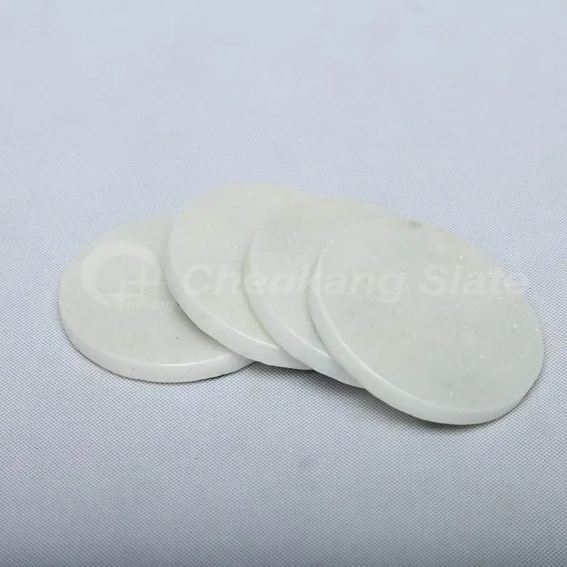 Set Of 4, White Marble Coasters
