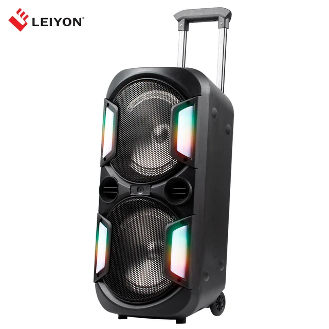 30W Double 8 inch Bluetooth Speaker D08F LED Lighting Portable Wireless Bluetooth Party Speaker
