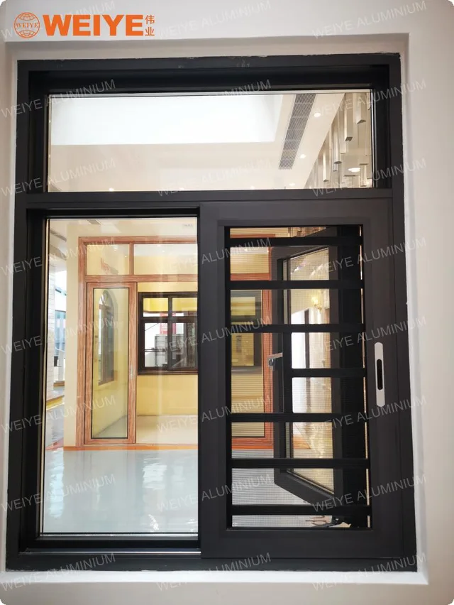 Thermal break aluminum casement window with mesh