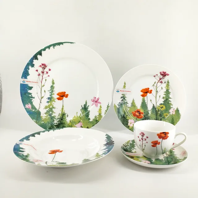 New Bone China decorating firing design porcelain 20 dinnerware set