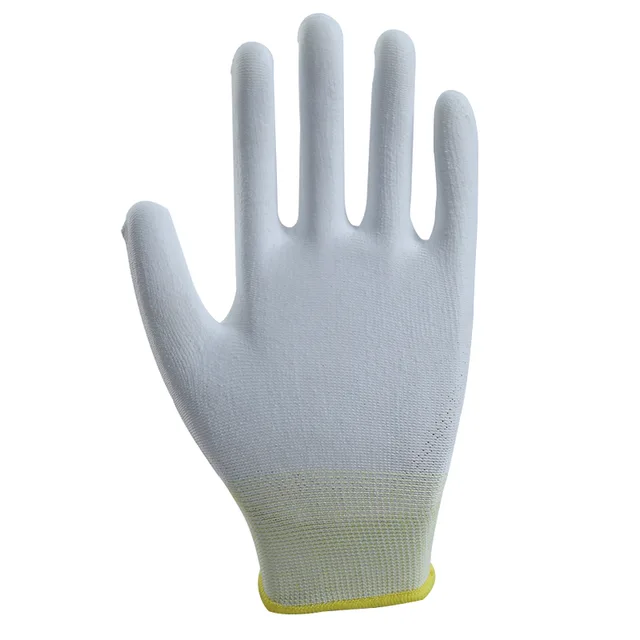 13 gauge white polyester liner with pu palm coating glove