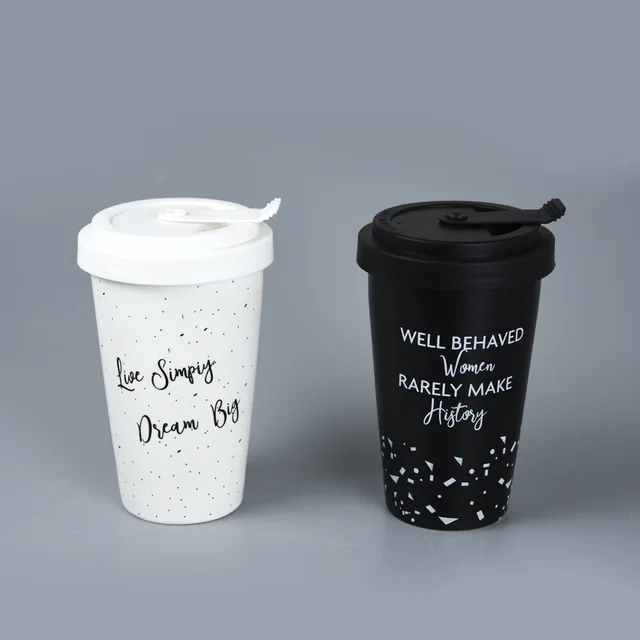 10oz Coffee To Go Mug with Plastic Lid, Matte Solid Color with Decal