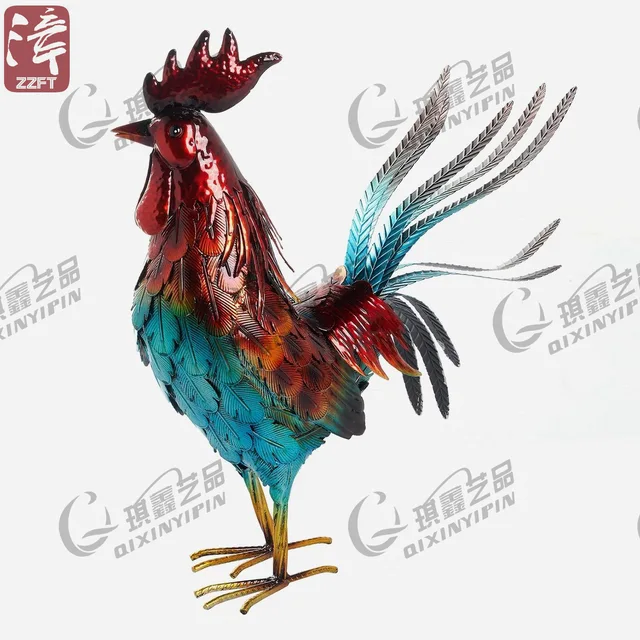 Metal Rooster Statue
