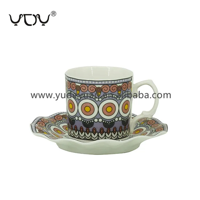 Latest design new bone china 90cc coffee tea cups and saucers