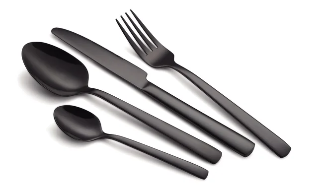 24pcs Stainless steel cutlery set /Black/in color box