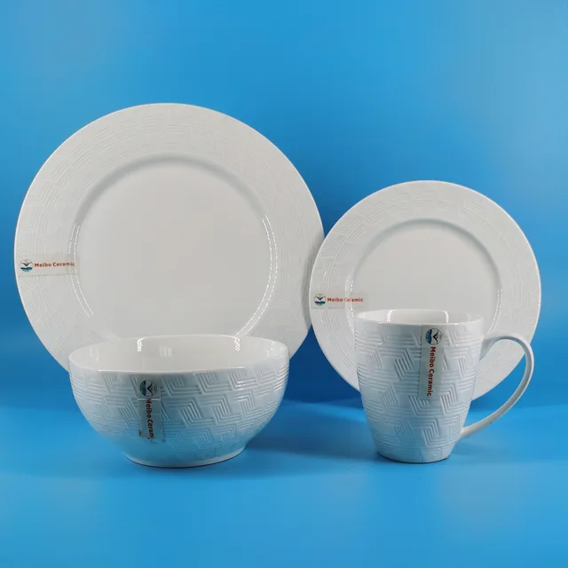 Classic porcelain embossed dinner set