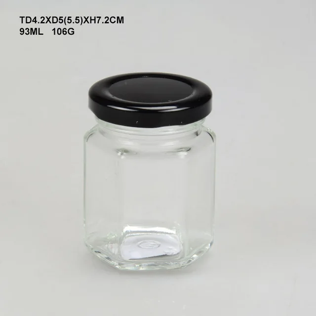 Empty Hexagonal Glass Honey Mason Glass Jar With Lid