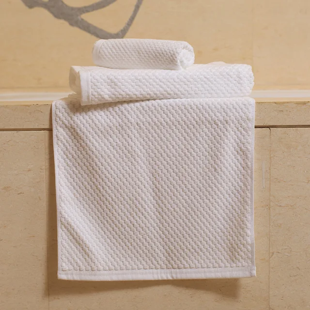 Star Hotel Supplies Jacquard Pure White Cotton Hand Bath Towel