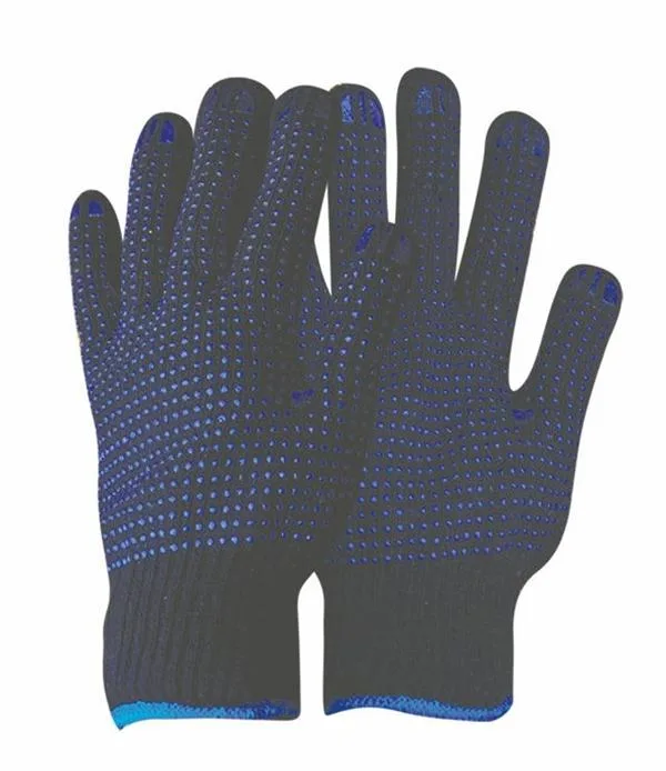 Blue Double side PVC dots glove