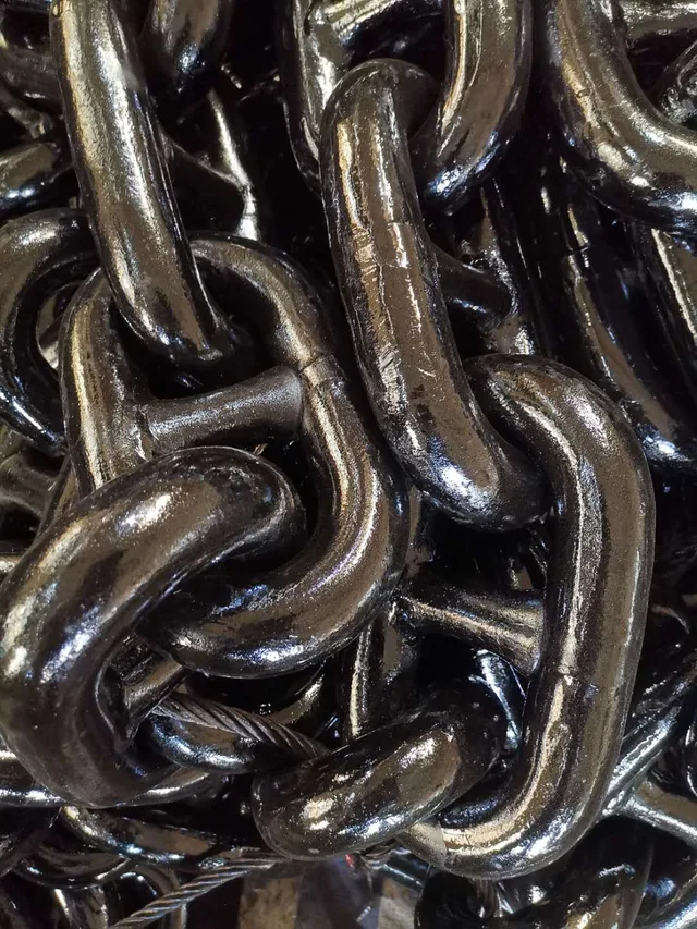Stud Link Chain , Black Tarred Or H.d.g.