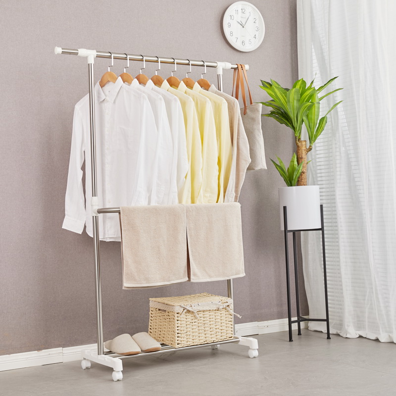 Laundry drying rack with towel hanger bar