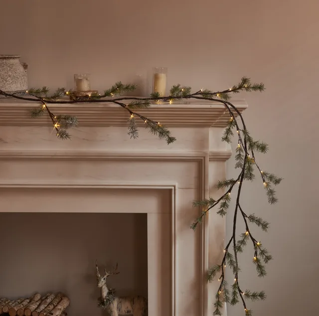 LED lighted pine garland
