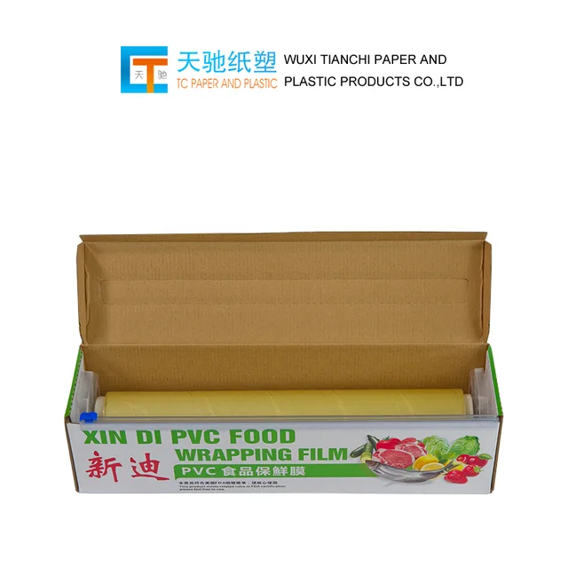 Disponsable Food Grade PVC Cling Film With Cutter Box
