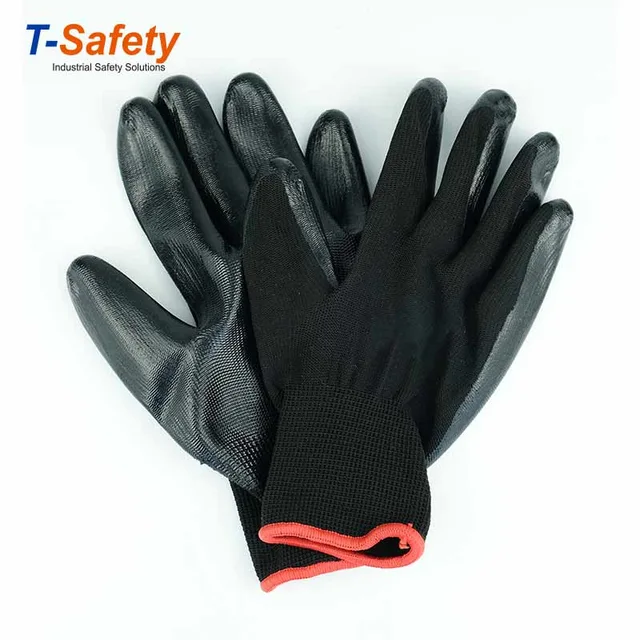 13Gauge polyester knitted with nitrile coated gloves