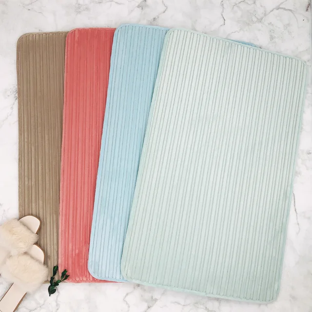 New design Multicolor Comfortable non-slip stripe memory foam bath mats