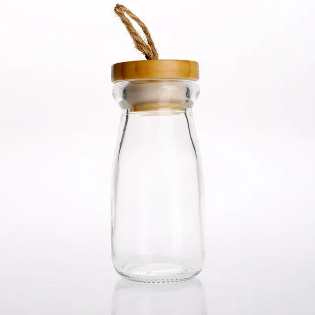 Mini glass canister with bamboo lid
