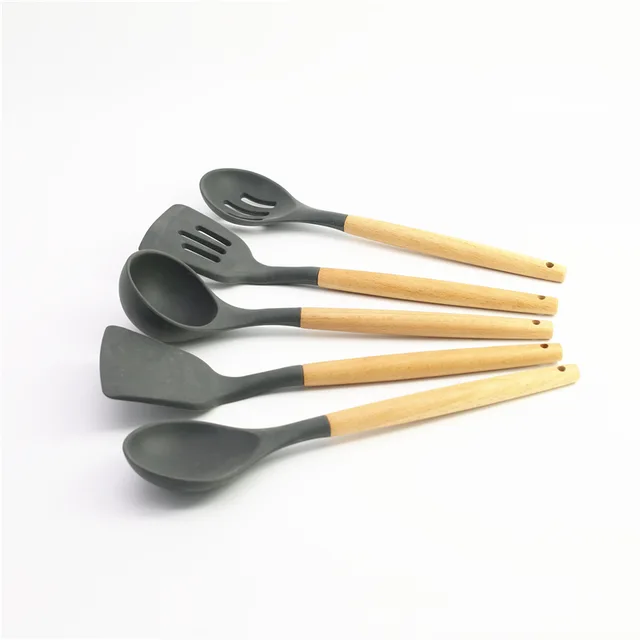 Cooking utensils serving slotted spatula scraper spoon with silicone