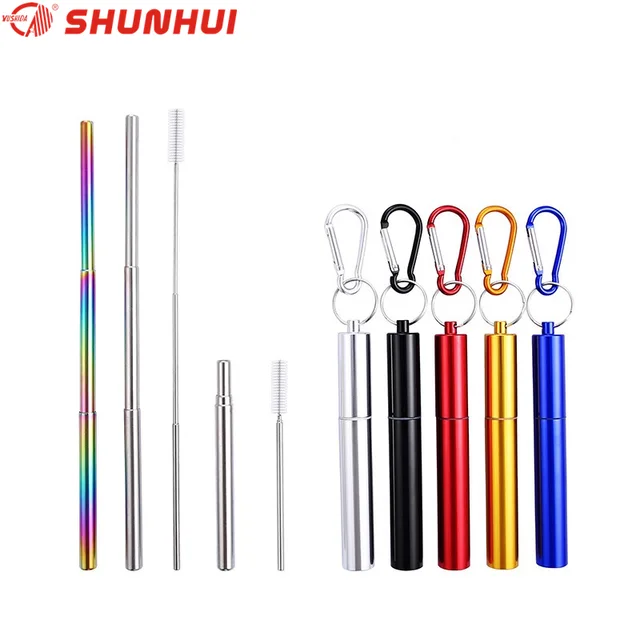 SH-Straw Portable Telescopic Stainless Steel Metal Drinking Straw Set