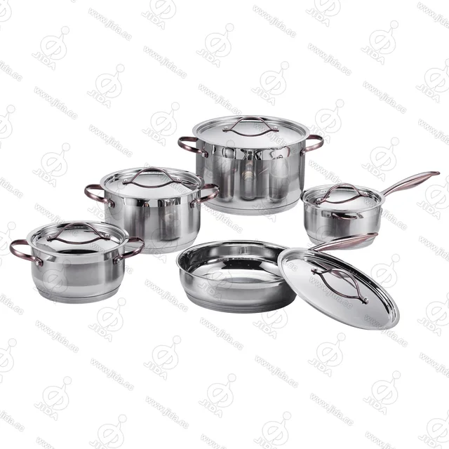 10pcs three step impact bonded cut edge pot set