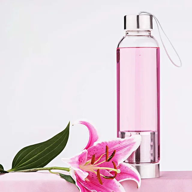 Glass water bottle with tea infuser