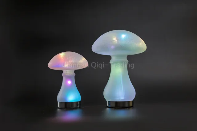White Shining Mushroom Shape LED Glass Candle Holder，LED Home Decoration