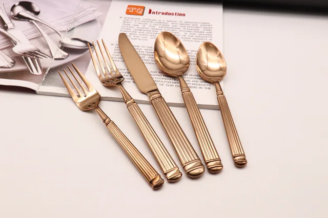 Rosegold coated stainless steel cutlery set flatware set spoon fork knife