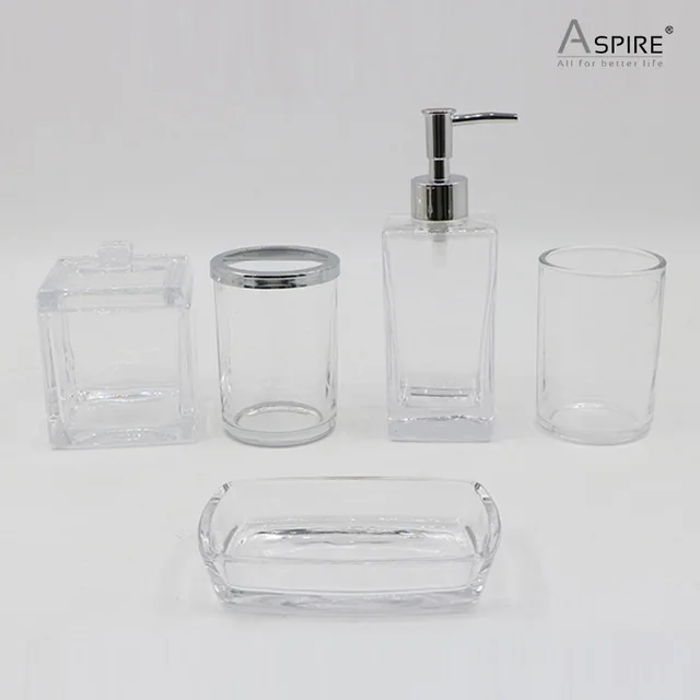 Simple fashionable eco-friendly Glass bathroom set