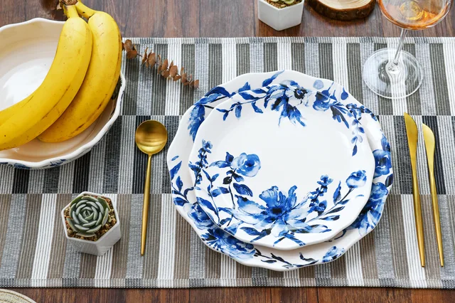 Watercolor blue floral dinnerware