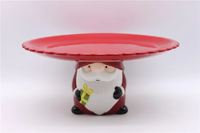 Ceramic Gnome Cake Stand, Handpainting Christmas Cake Stand