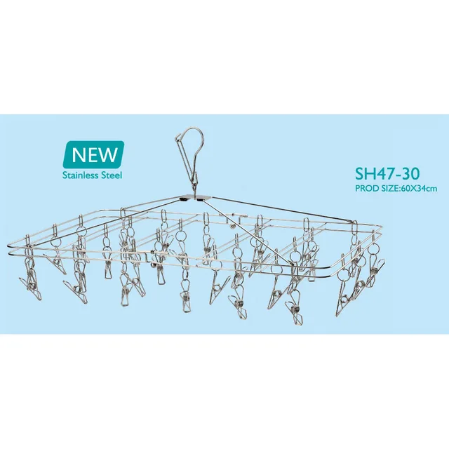 Stainless steel double wire hanger with 30pegs