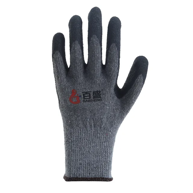 13gauge grey polycotton liner with black latex crinkle finished palm caoting glove