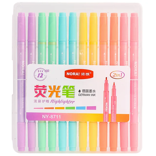 Pastel color dual nib highlighter