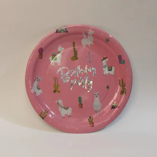 Alpaca Pink Party Supplies Paper Plate 9inch