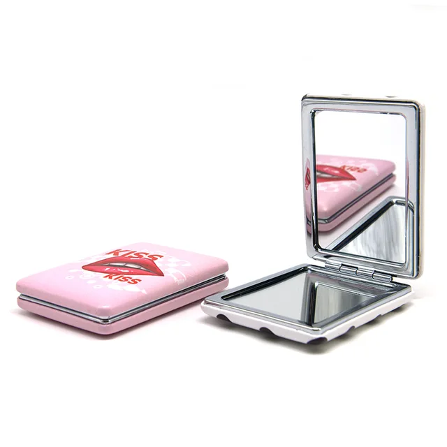 Rectangle compact mirror made of digital printed synthetic leather