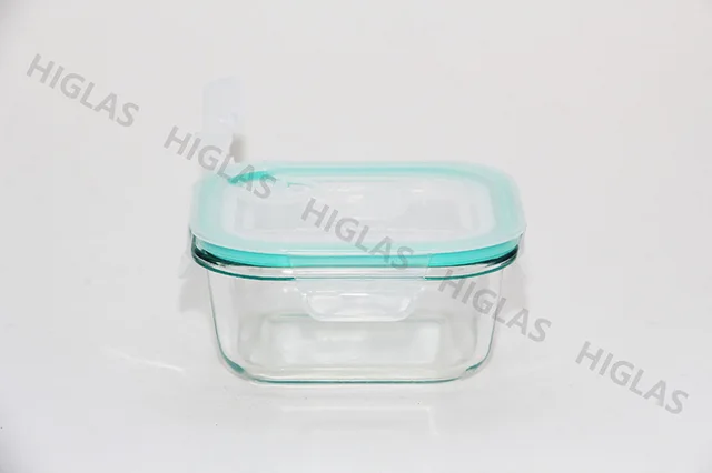 0.75l/0.45l/0.3l Square Borosilicate Glass Food Container With Corner Vent Pp Lid