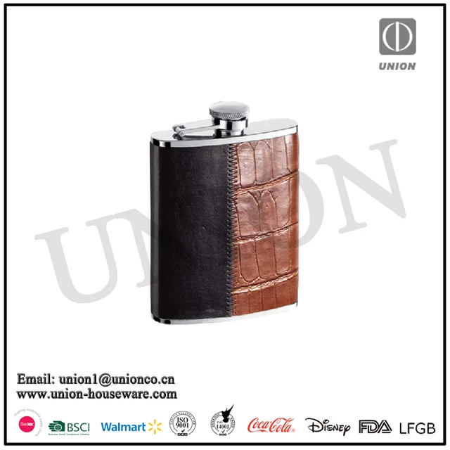 Factory direct sale 304 stainless steel Hip flask 6oz hip flask Flask 6oz bonder leather