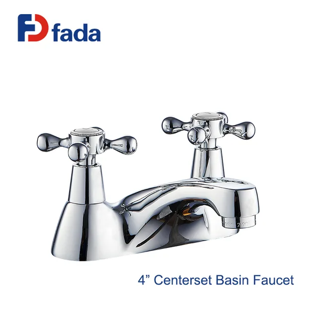 4" centerset double handles chroming basin faucet