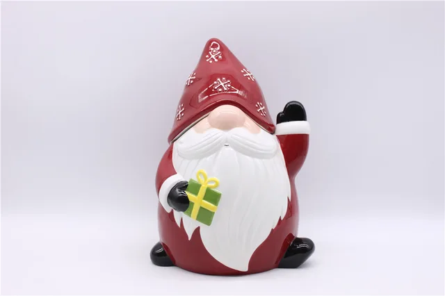 Ceramic Gnome Cookie Jar, Handpainting Christmas Cookie Jar