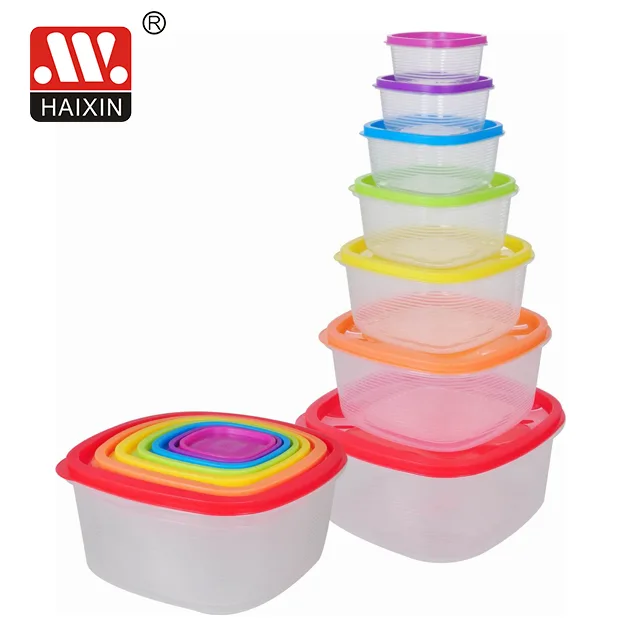 7pcs Food Container Set with Lids Meal Prep Food Storage Container Square Rainbow Storage BPA Free