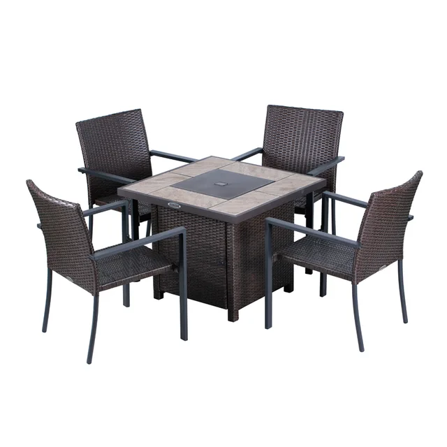 32” Square Gas Fire Pit w/ 4 Chairs