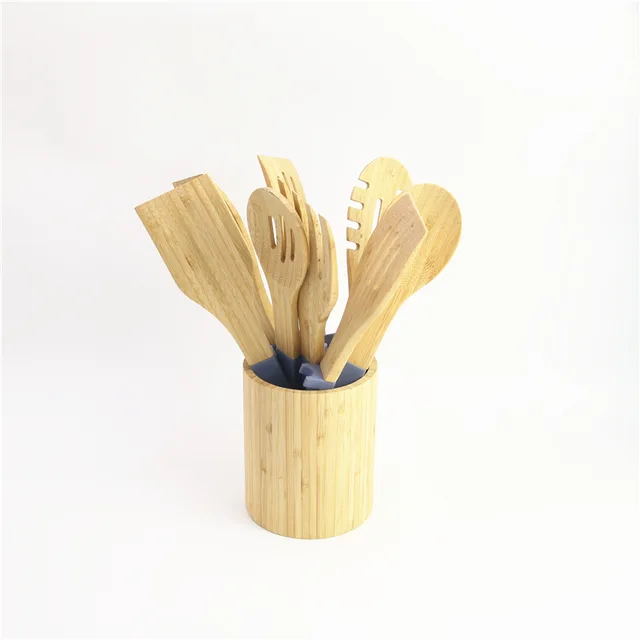 Bamboo spoon set with silicone handle