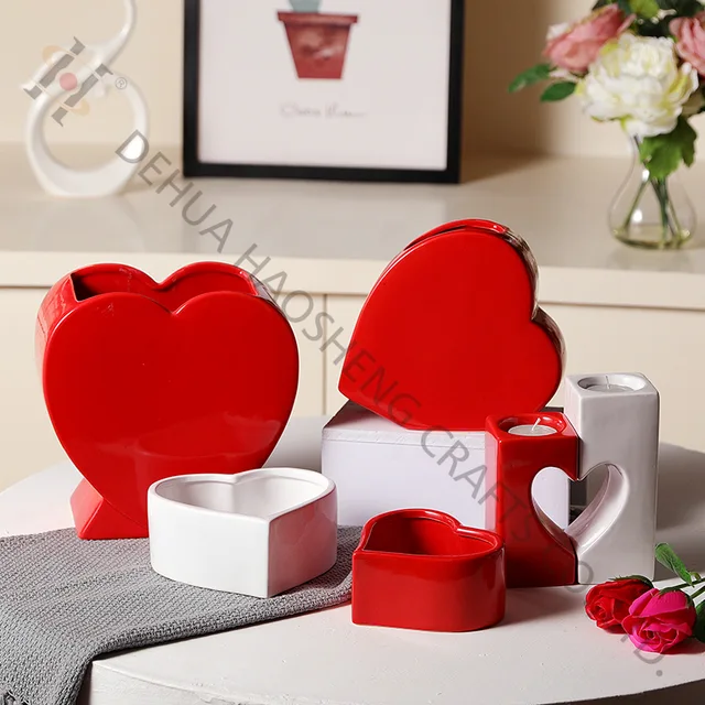 Heart-shaped ceramic decoration
