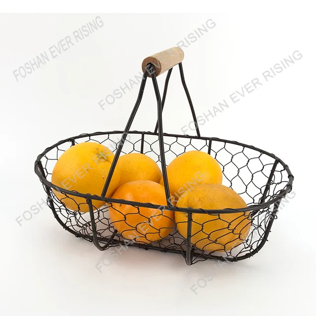 Basket Iron Basket Metal Basket Fruit Basket Fruit Basket With Wooden Handle
