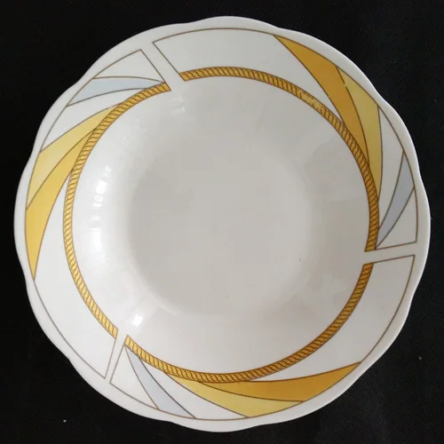Cut edge 9"wholesale flower design porcelain soup plate ceramic soup plate ceramic soup plate