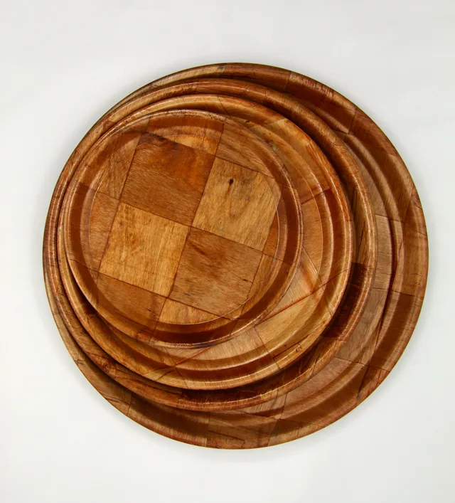 Round Wooden Tray With Rim