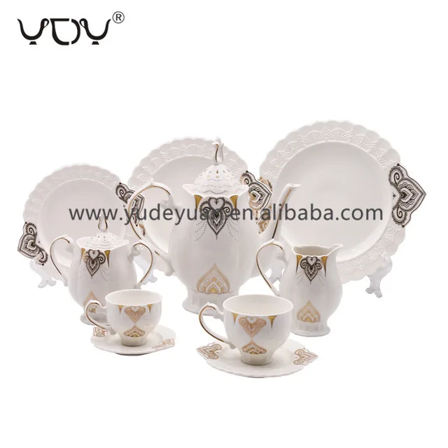 2020 YDY 24pcs 29pcs latest design white porcelain new bone coffee tea sets