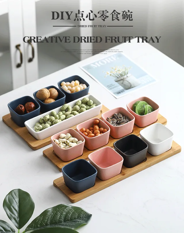 S/4 snack plate with wood