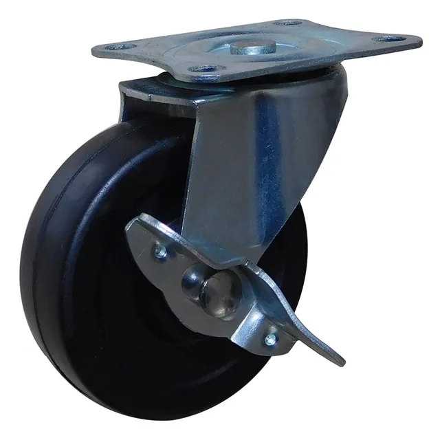 3 inch black light duty rubber swivel caster with side lock