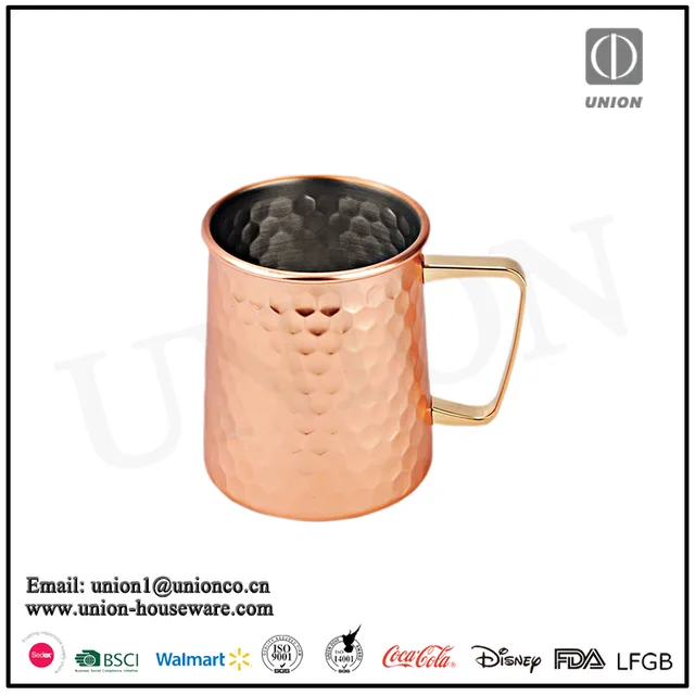 Factory direct sale 304 stainless steel hammered mug copper plating mug beer mug beer tankard julep cup moscow mule mug
